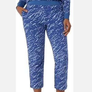 Isaac Mizrahi Petite Printed SOHO French Terry Crop Pants Blue P2X NEW A395475